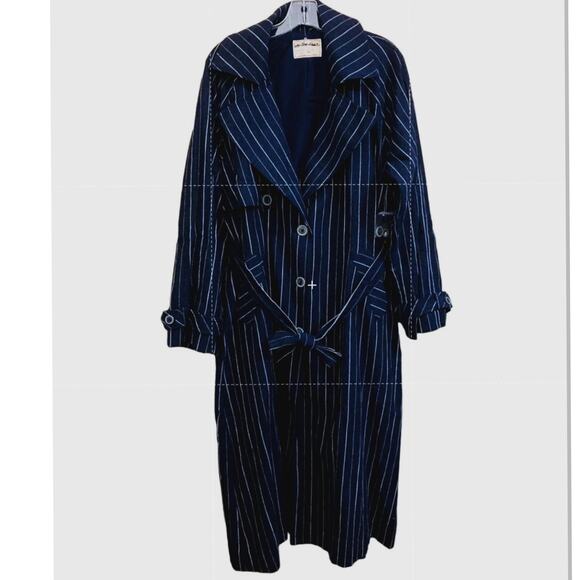 New Free People Melia Mac Trench Style Coat WTF $228 SMALL Blue Striped - Picture 8 of 10